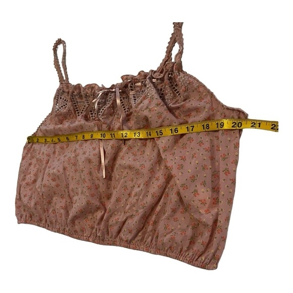 Lucky Brand Lace Detail Spaghetti Strap bow tie Top Shirt XL Cropped Floral Boho - Picture 11 of 15